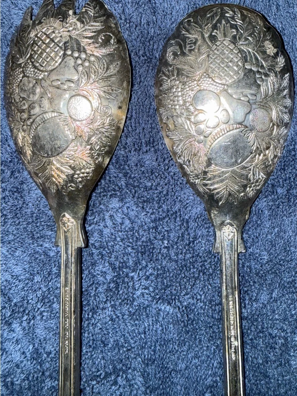 Vintage silver plated serving fork and spoon made in England.